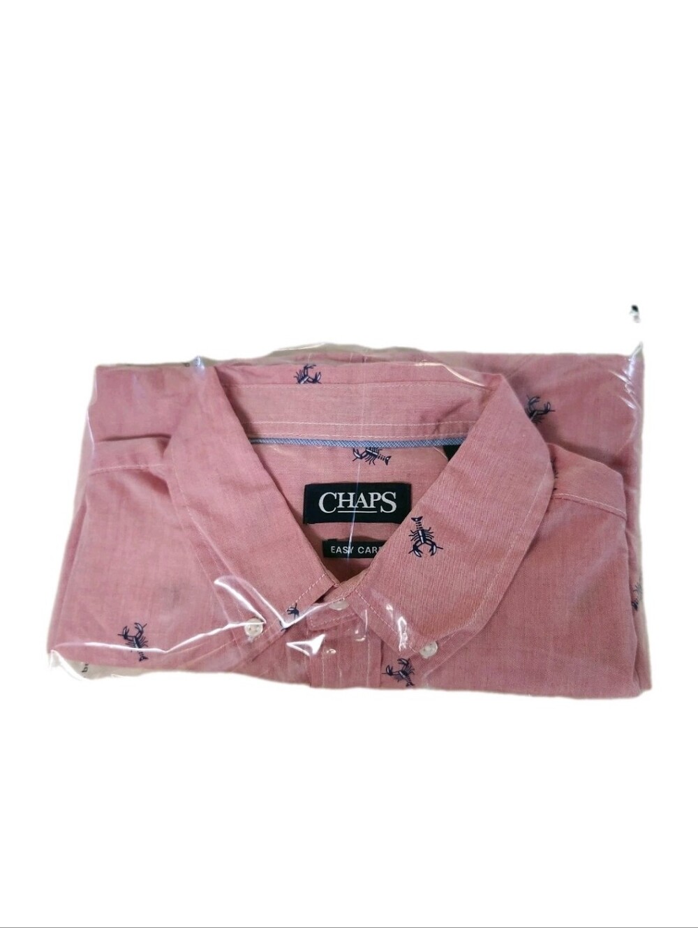 New Chaps Mens Large Lobster Print Short Sleeve Button Down Shirt Front Pocket - Picture 11 of 11
